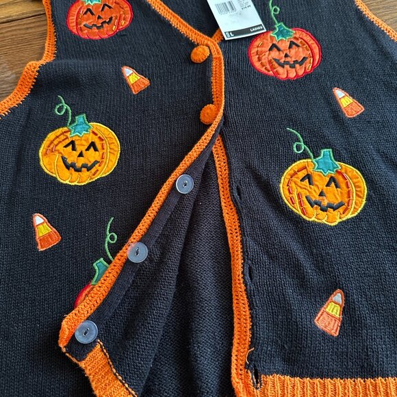 Vintage Basic Editions Halloween Pumpkin Candy Corn Embroidered  SOLD - Picture 8 of 9